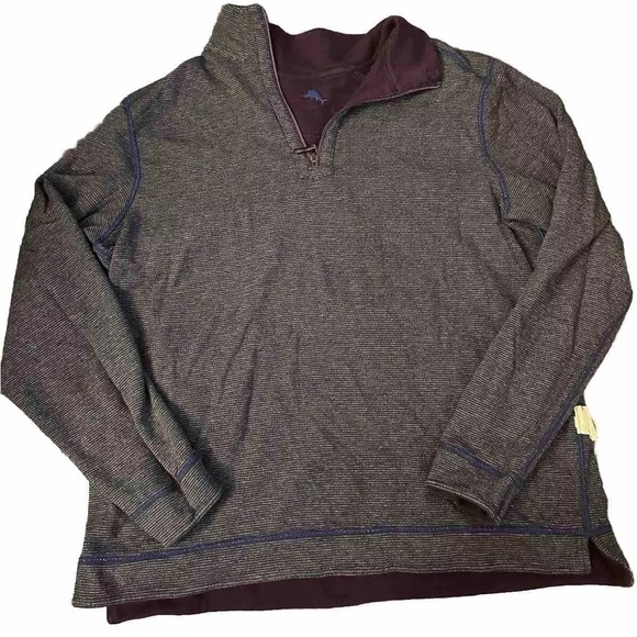 Tommy Bahama L Sweater Reversible Pullover Flip Side Pro Half Zip Purple - Picture 5 of 6